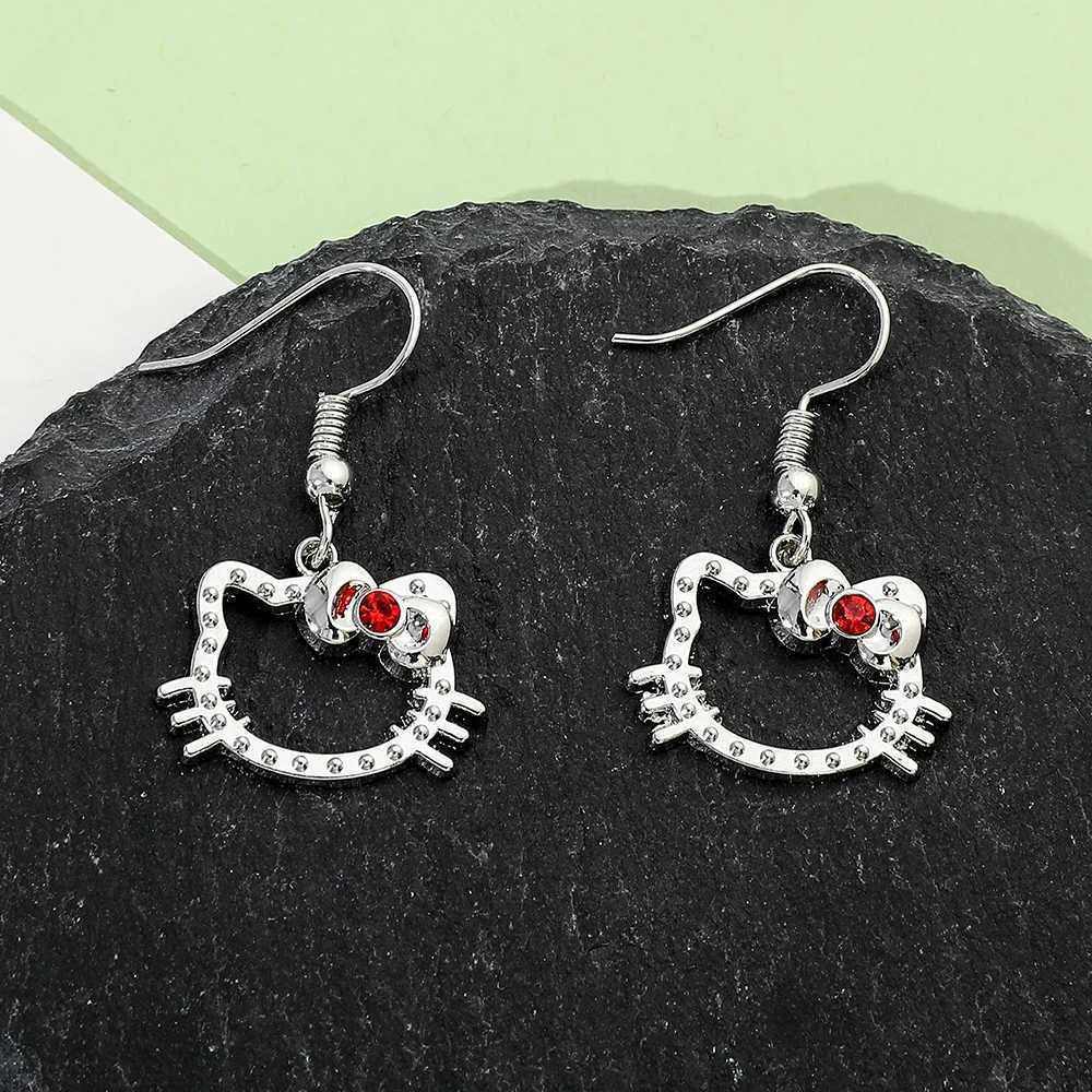 Sanrio Hello Kitty Earrings Cartoon Figure Kitty White Hollow Eardrop Earrings for Girls Kawaii Xmas Jewelry Accessories w250716
