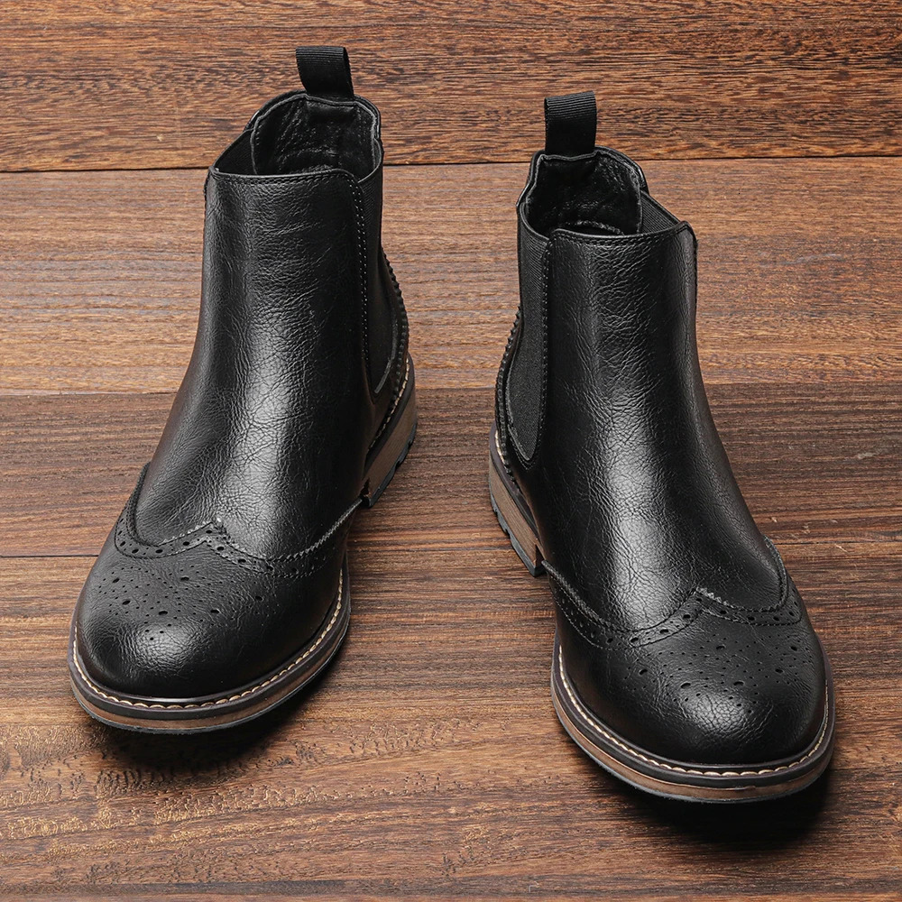 Size 7-13 Brogue Chelsea Men Boots Classical American Style Leather Boots 250715