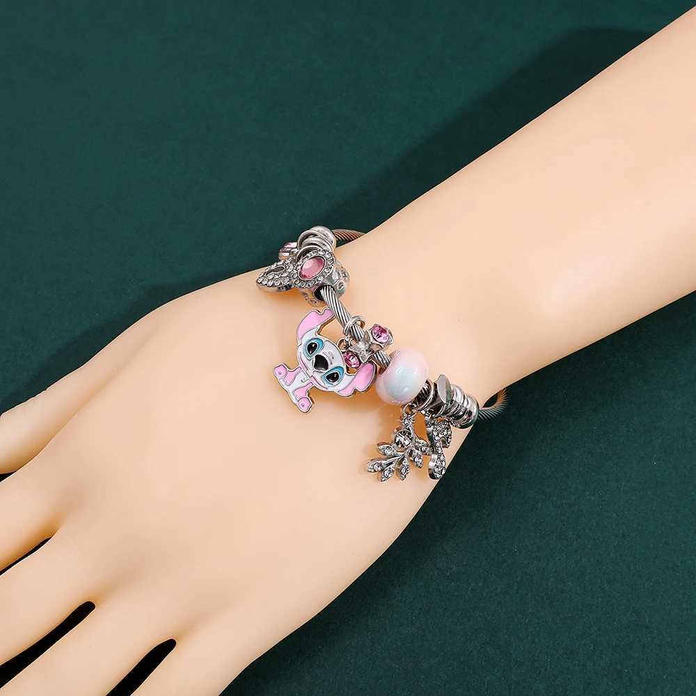 Sanrio Stitch Love Heart Swan Music Note Rhinestone Bracelet Cute Beaded Jewelry Anime Fan Christmas Gift w250716