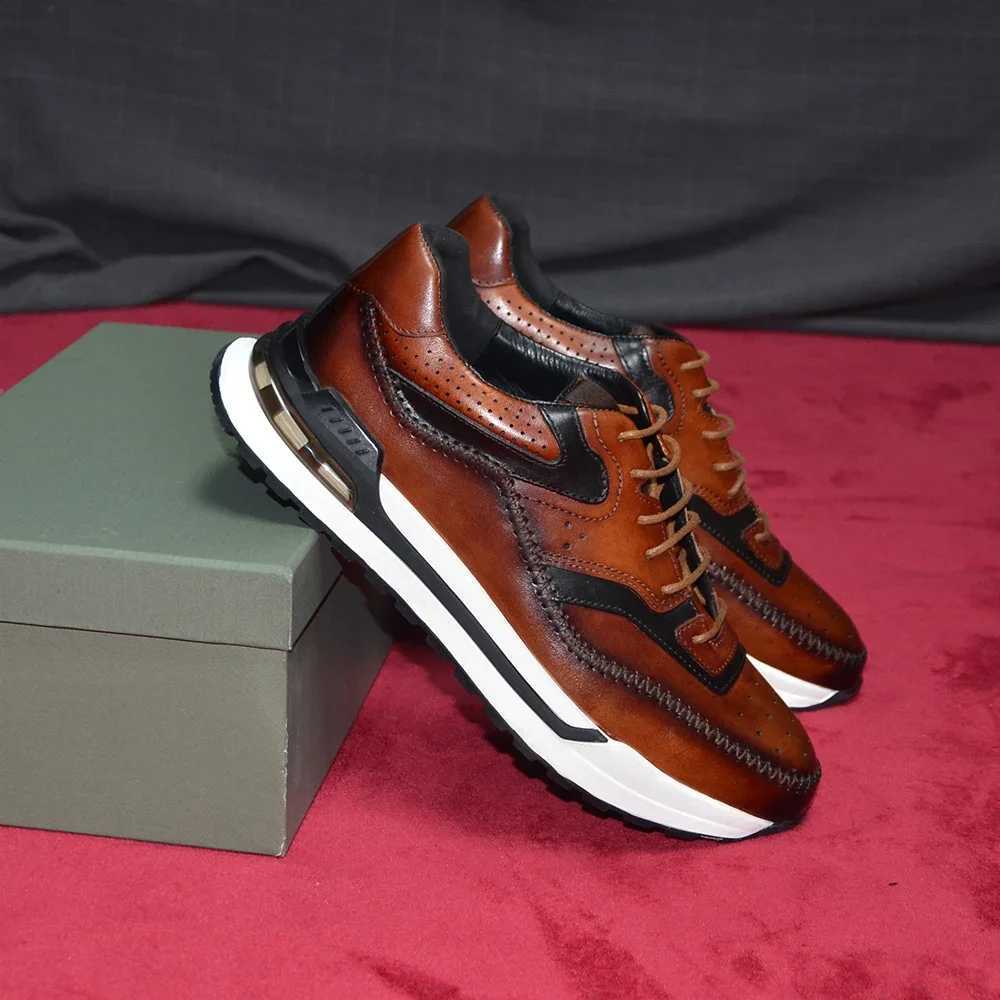 Luxury Designer Mens Oxford Sneakers Splicing Trainers Genuine Leather Stitching Comfortable Non Slip Walking Casual Shoes Men W250716