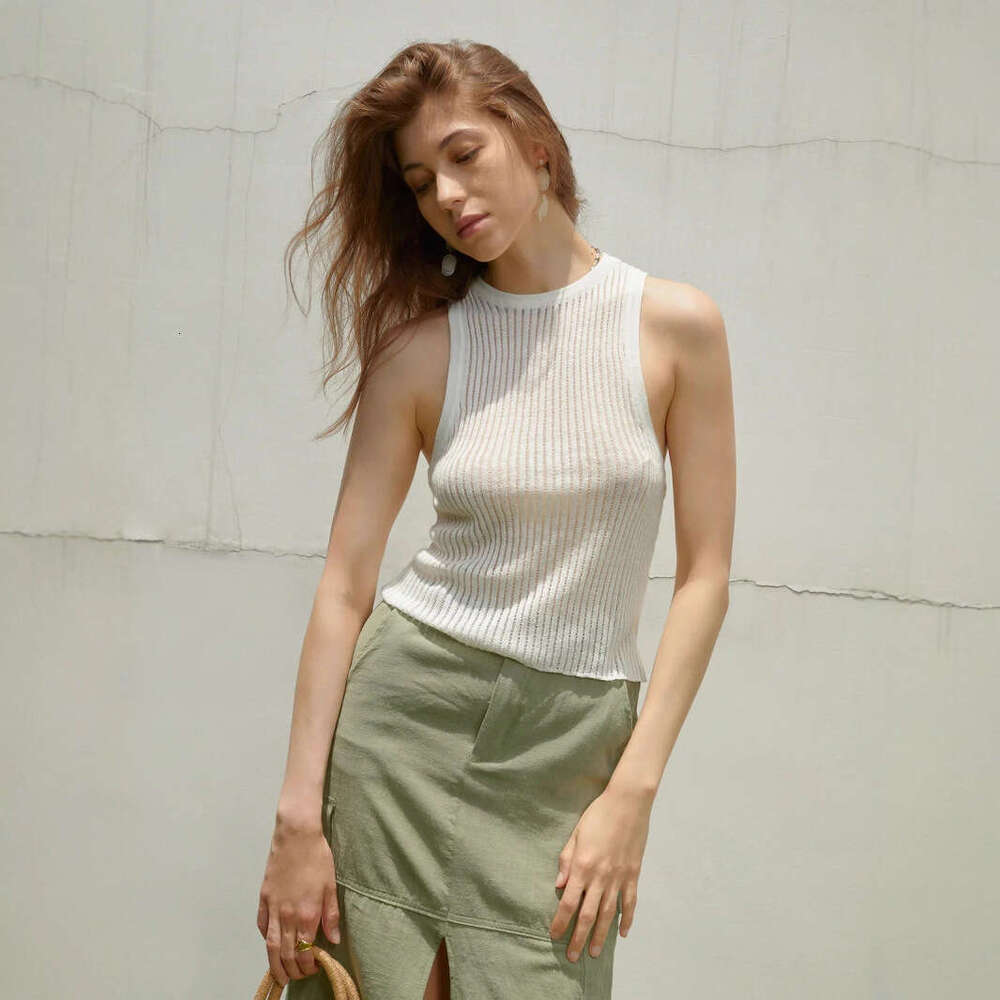 Vest Summer Sexy Hot Girl Ribbed Hollow Out Slim Fit Sleeveless Knitted Top B5