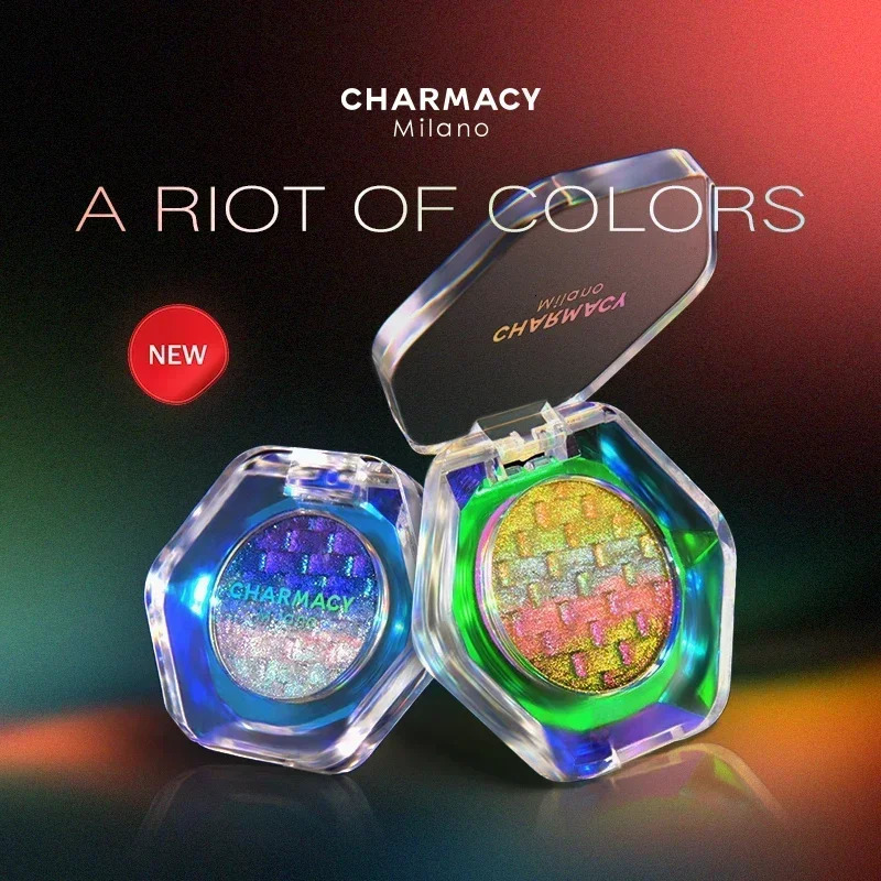CHARMACY Rainbow Duochrome Eyeshadow 5 Colors Shimmer Multichrome Long-lasting Eye Shadow Cosmetic Makeup for Women 250712
