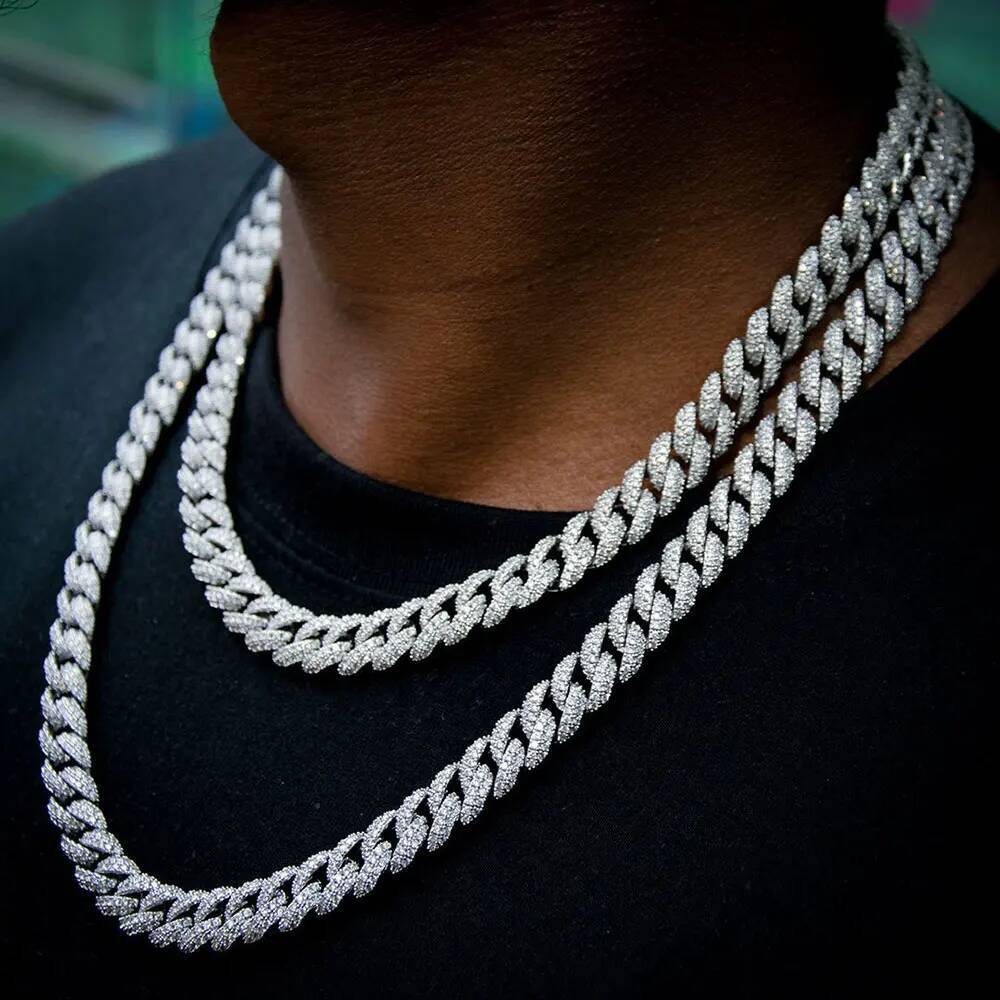 Hot Selling 10MM VVS1 Diamond Cuban Link Chain 925 Sterling Silver Moissanite Miami Cuban Link Chain HipHop Necklace Men Women