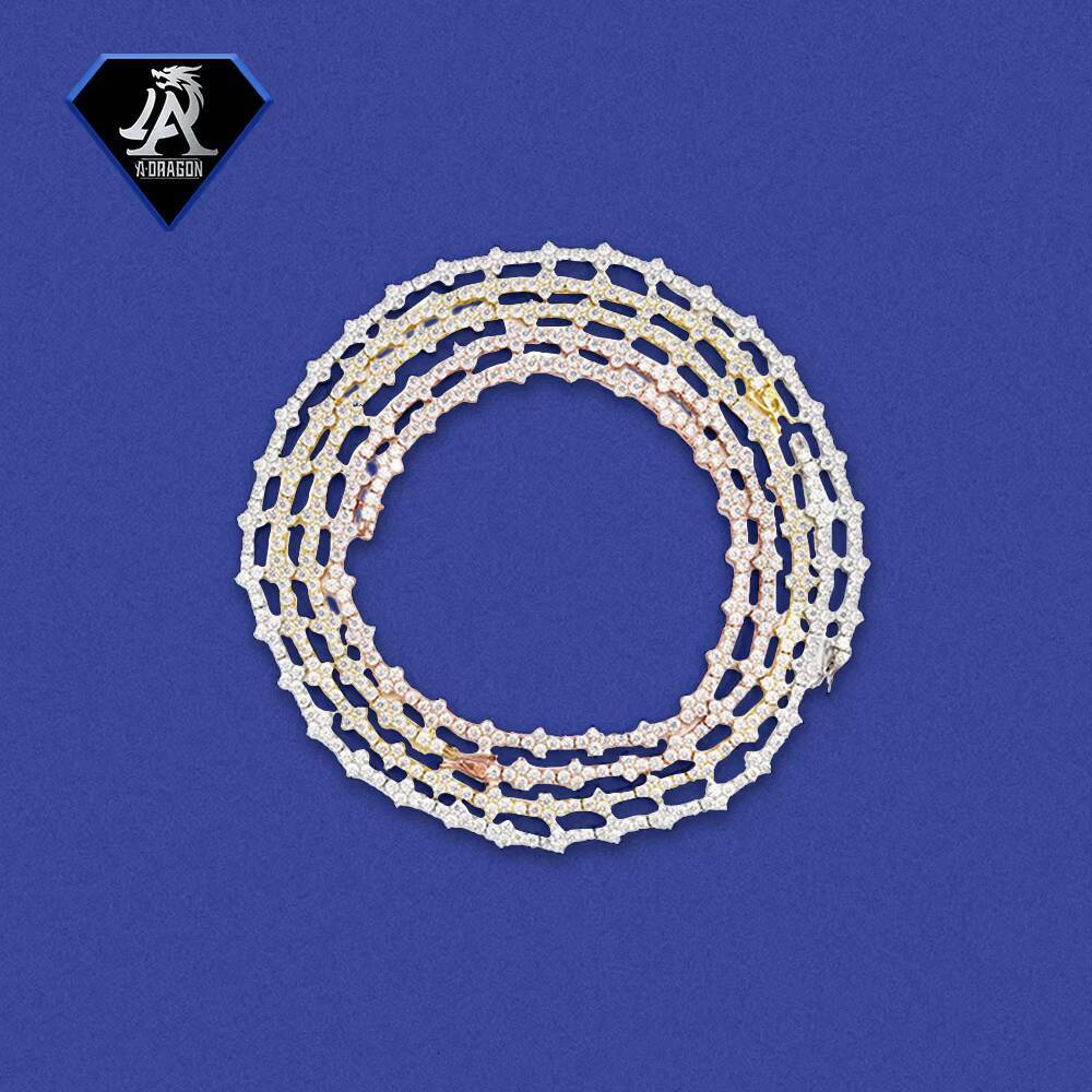 Factory Outlet 3mm S925 Silver VVS1 Moissanite Hip-Hop Tennis Chain Modern Necklace and Bracelet Set