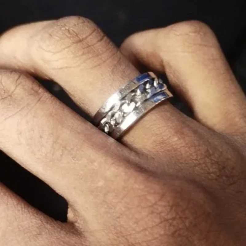 Cool Stainless Steel Rotatable Chain Men Ring Multifunctional Fashion 8mm Fidget Spinner Rings Couple Jewelry bague homme 2024 S250716