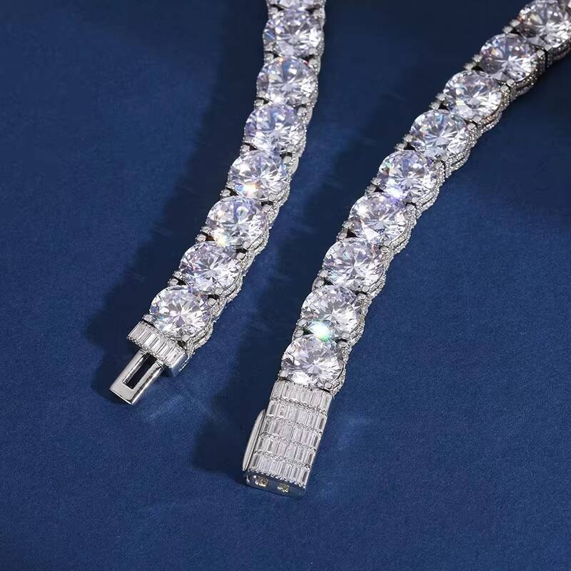 Luxury 10mm Mens Moissanite Tennis Chain VVS1 Prong Iced Side for Women Hip Hop Rapper Style Perfect Christmas Gift