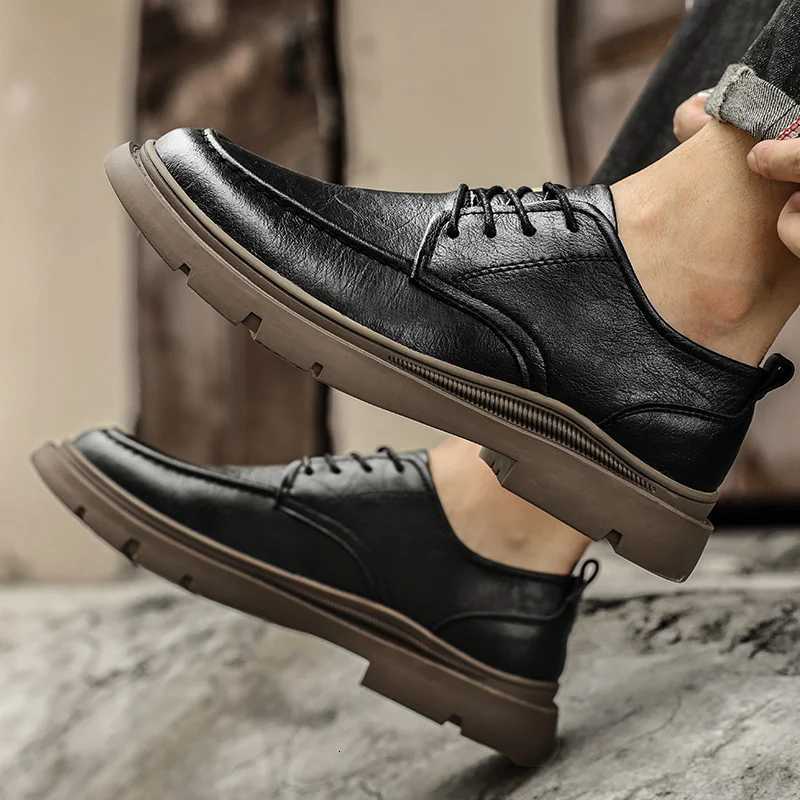 Mens Shoes New Spring and Autumn British Style Leather Shoes Mens Business Dress Big Head Cowhide Work Non-Slip Casual Shoes W250716