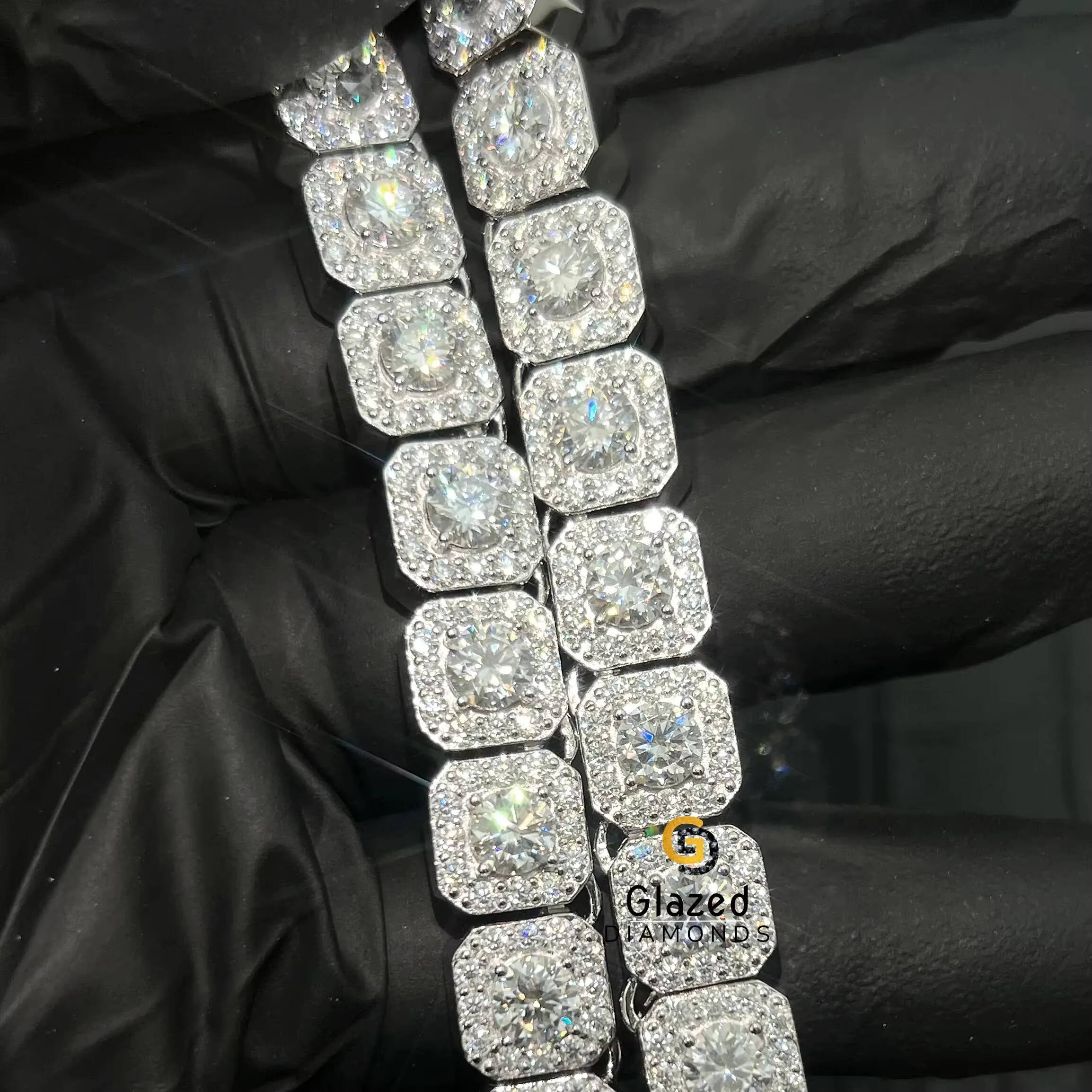 High Quality Diamond Hip Hop Tennis Chain Made in 10kt White Gold and Round Brilliant Cut Moissanite Diamonds