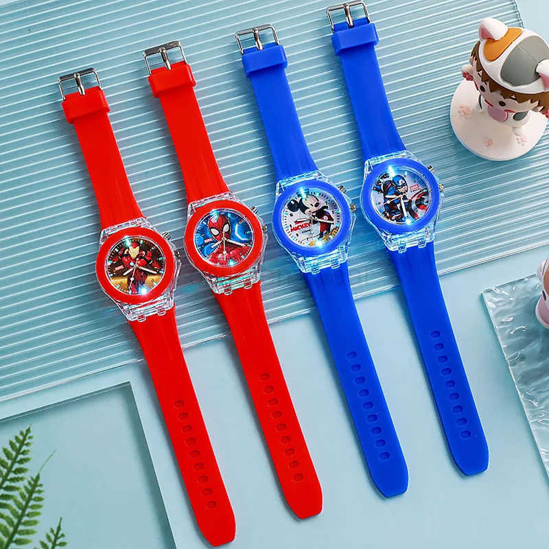 Disney Spider Watch Kids Luminous Watch Cute Silicone Colorful Lights Watch Gifts for Girls Kids Watches W20250716
