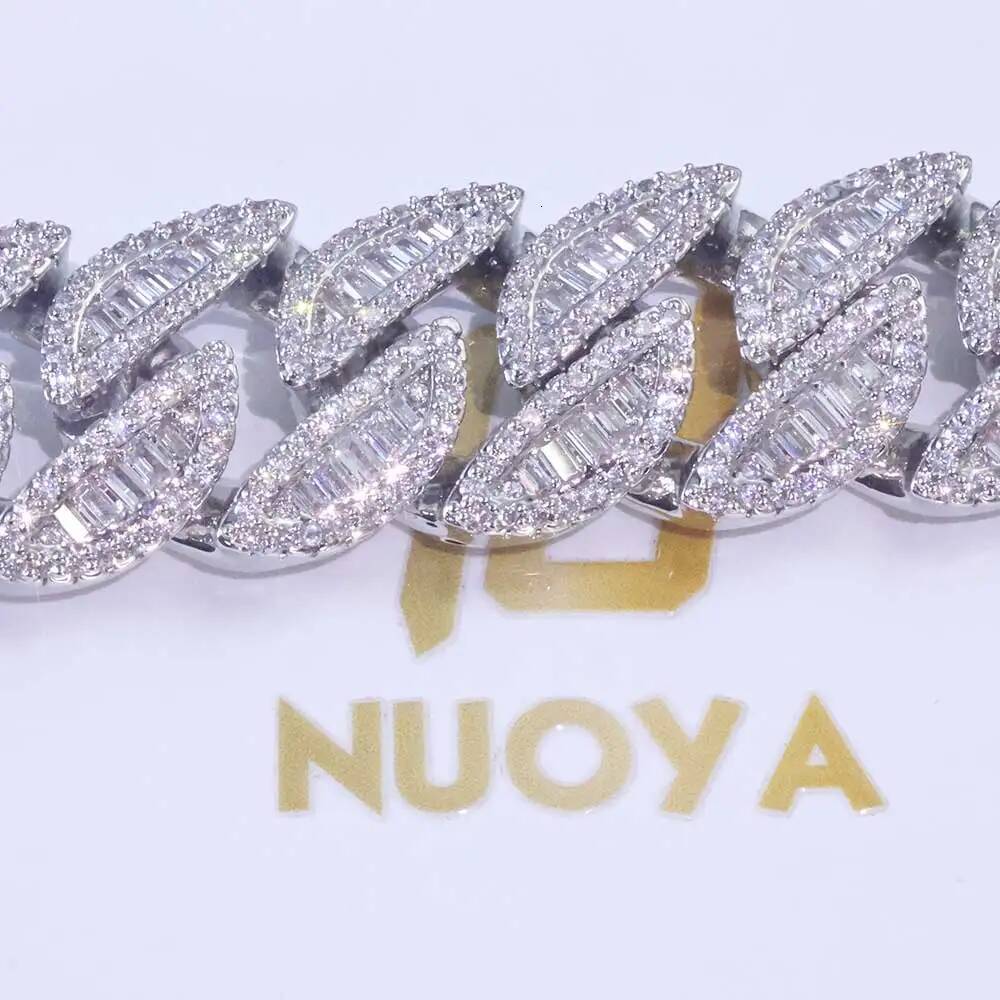 Fashion Style 20mm 3 Row 925 Solid Silver Heavy Necklace Iced Out Hip Hop Jewelry VVS Moissanite Best Quality Cuban Link Chain