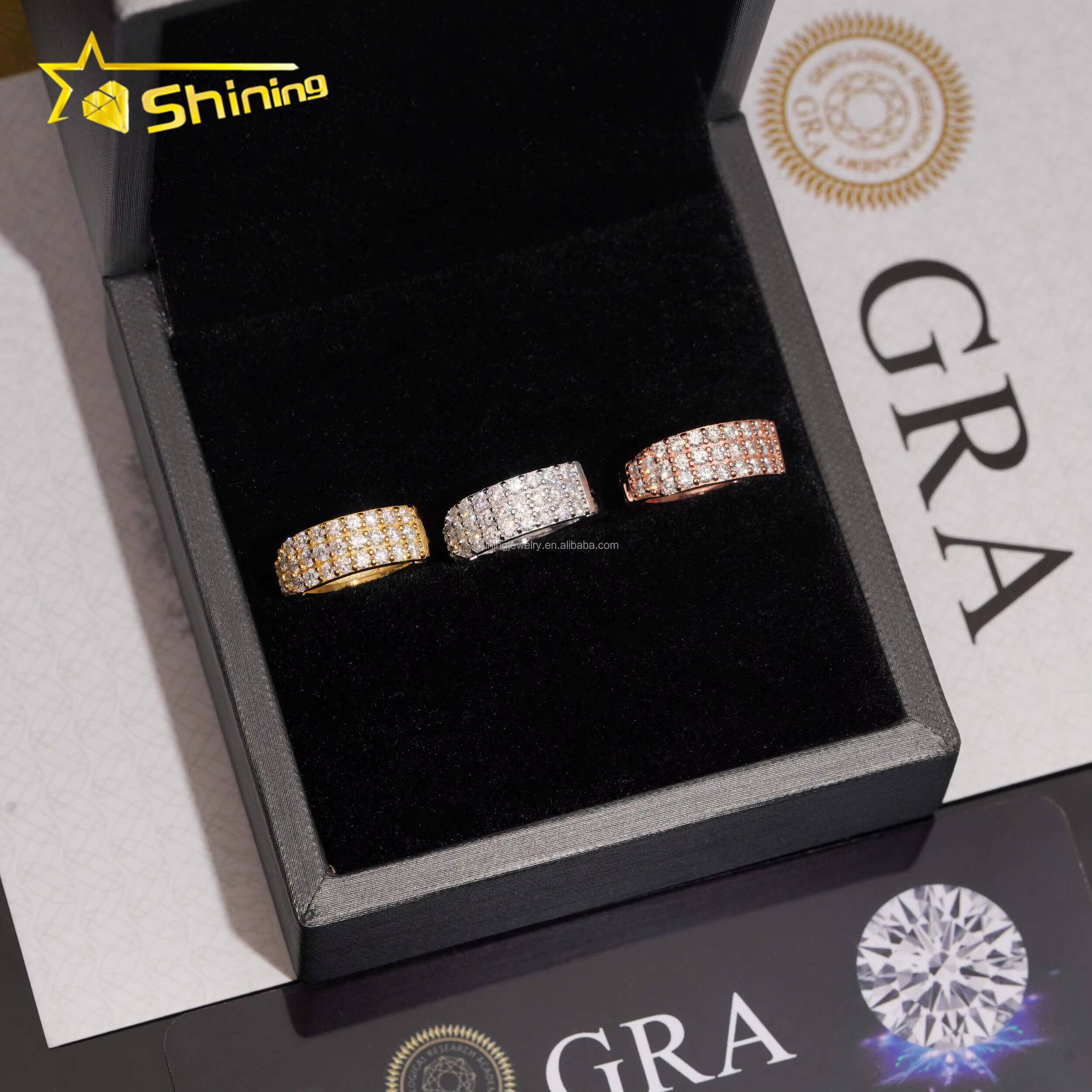 Popular Style Drop Shipping Bulk Stock 2Rows Vvs Moissanite Diamond Hoop Earrings Hip Hop Iced Out 925 Silver Hoop Earrings Man