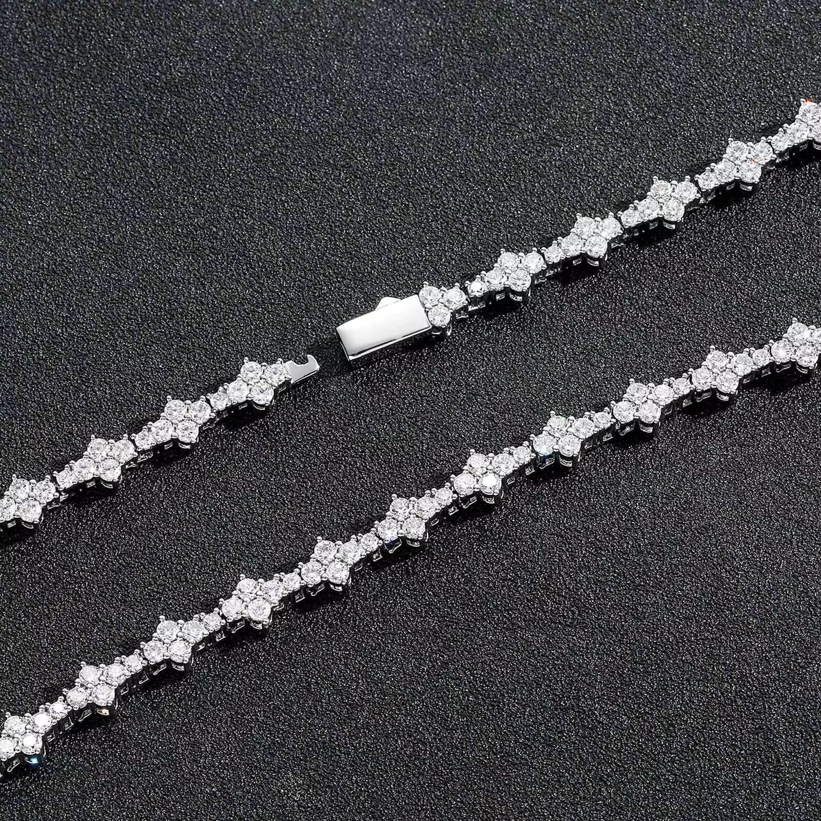 BES Hip Hop Fashion Gold Plated Tennis Chain Bracelet Plum Blossom Zircon Spring Buckle Classic Style for Wedding Party Gift