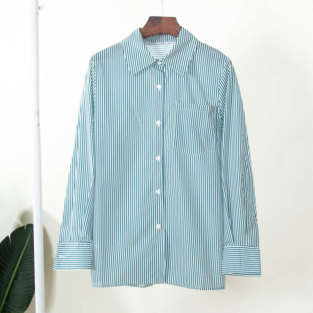 Solid Summer New Trendy Fashion Versatile Loose Polo Striped Shirt B5