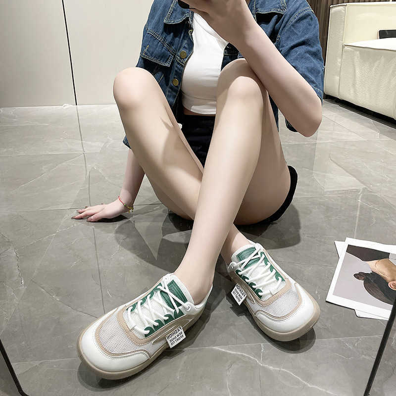 Spring New Style White Shoes for Women Ins Trend Student Street Style Internet Celebrity Mesh Shoes Thick Sole Casual Shoes