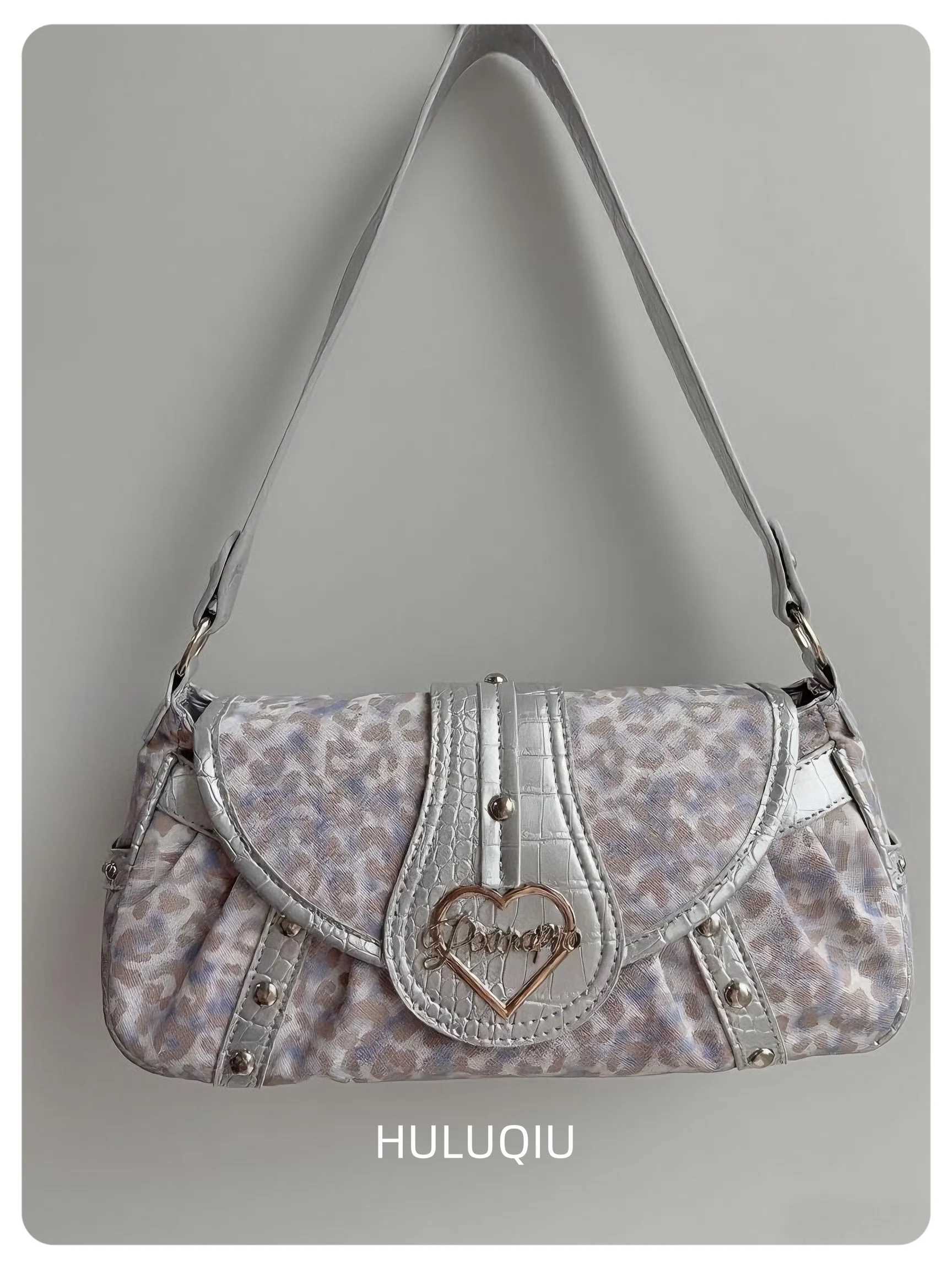 Y2k Leopard Shoulder Bag Women Vintage Korean Trend Crossbody Bags Harajuku Streetwear Youth Bag