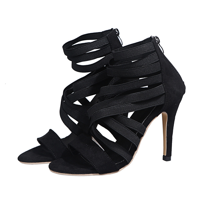 Designer sandals 2025 Elastic Band Roman Versatile High Heel Fluorescent Sexy Sandals for Women