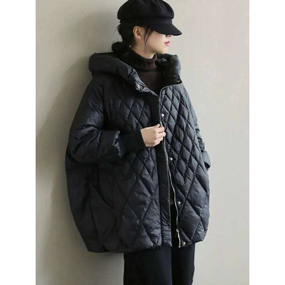 Lagabogy 2025 New Autumn Winter Women Hooded Loose 90% White Duck Down Jacket Casual Female Warm Puffer Coat Snow Parkas Outwear MDNG