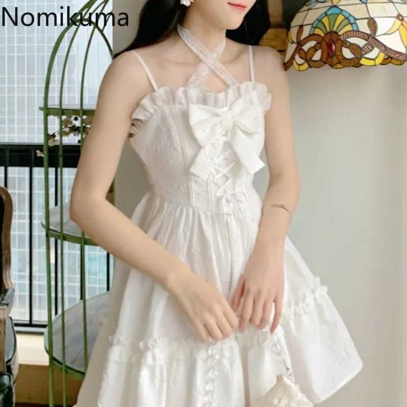2025 Womens Dresses Cute Summer Dresses for Women Lolita Style Japanese Sweet Robe Femme Bandage Bow Ruffles White Dress R250716