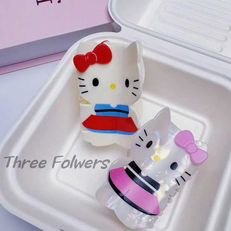 Sanrio Cartoon KT Cat Cartoon Full Body Hairpin Japanese Cute Hair Scratch Colorful Acrylic Cat Disc Hair Clip Hair Accessories for Girls w250716