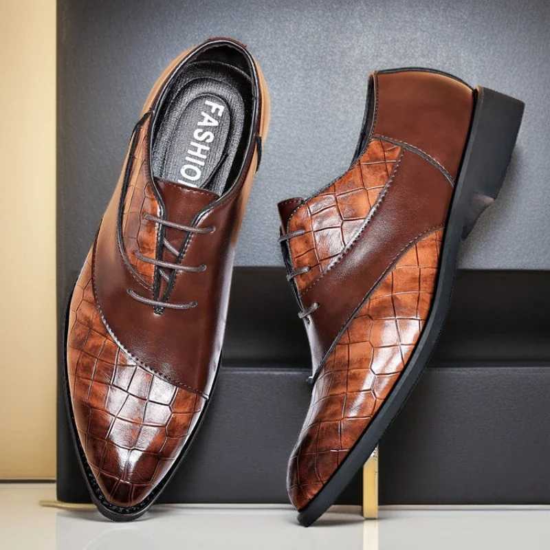 Derby Shoes for Men Brand Pointed Toe Lace-up Mens Formal Shoes Handmade Business Footwear 2024 Y250715