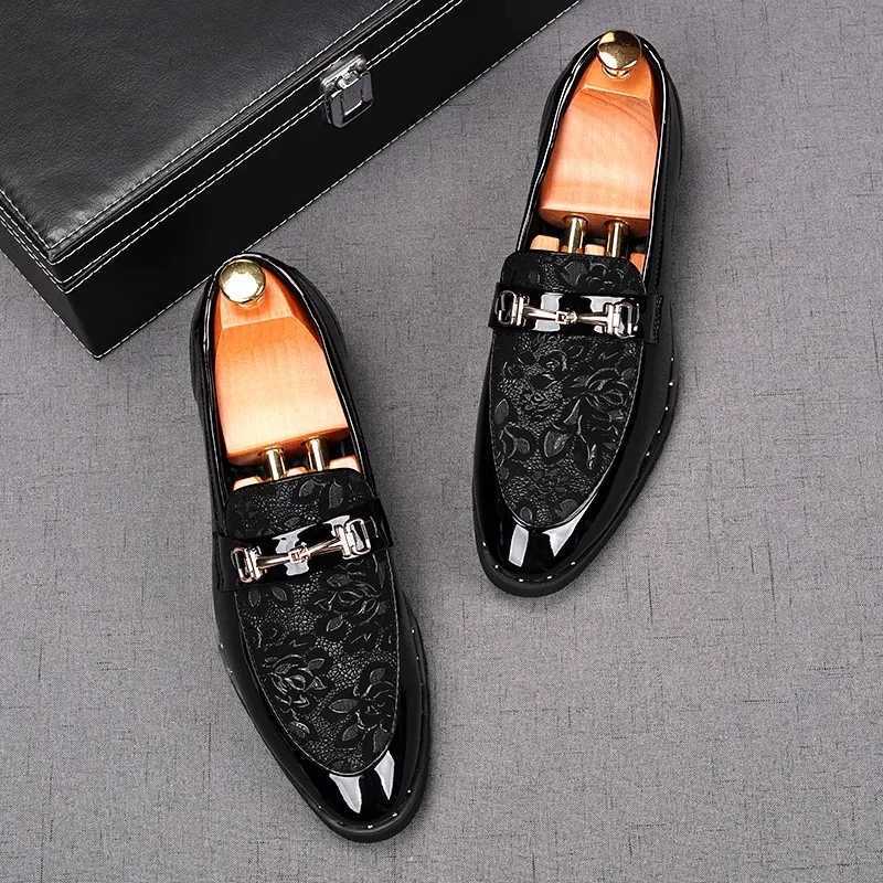 Black Carved Luxury Men Pu Leather Shoes Fashion Male Metal Buckle Bow Knot Decor Increased Loafers Business Casual Shoes W250716