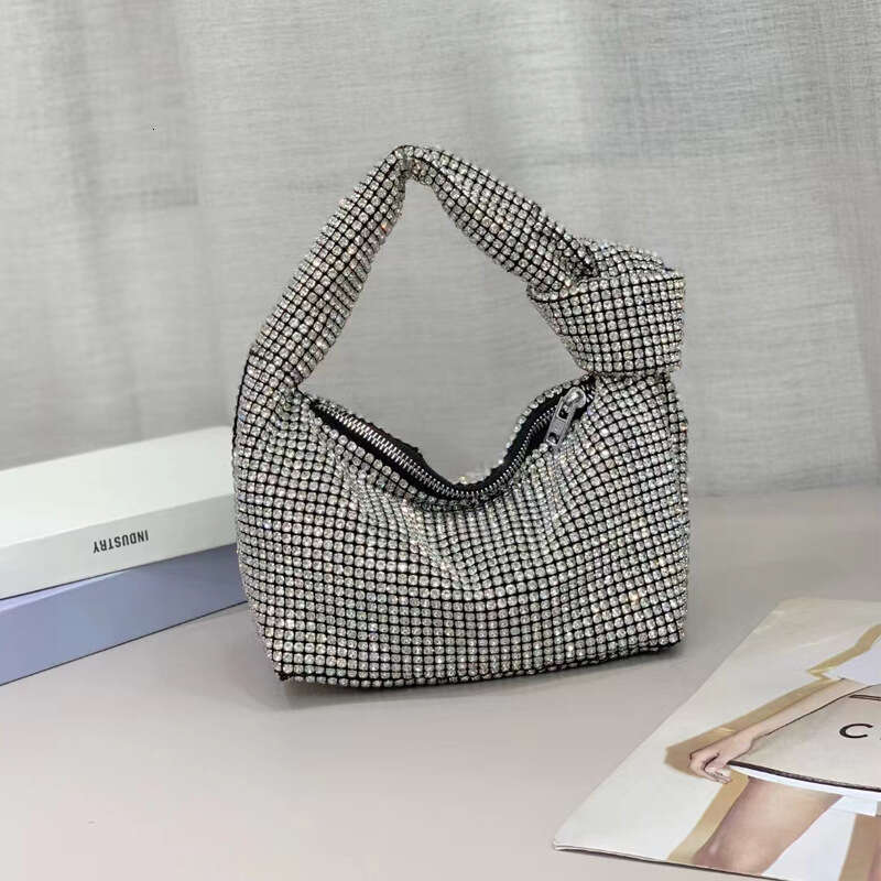 Fashion Simple Rhinestone Full Inlaid Shiny Diamond Knot Handbag Style Women's Bag