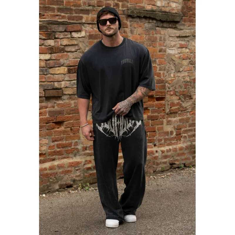 American Style Mens Sports Pants Joggers Muscle Fitness Casual Long Pants Loose Straight Pants Street Fashion Trendy Mens Pants y250716