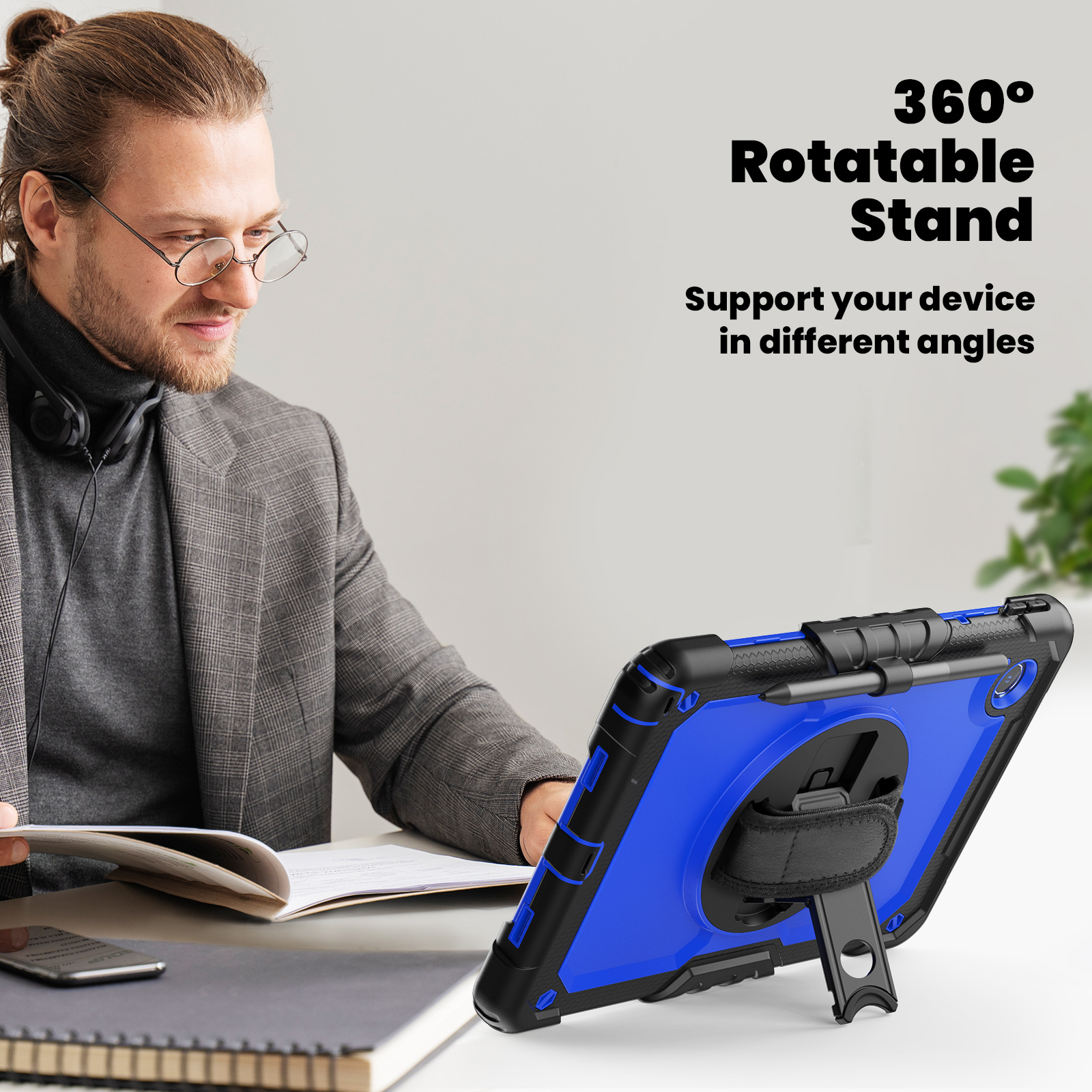 For Lenovo Tab M11 HD 11"(2024) Xiaoxin Pad 11 K11 LTE Tablet Case 360 Rotating Kickstand Heavy Duty Rugged Shockproof Kid Safe Cases with Should