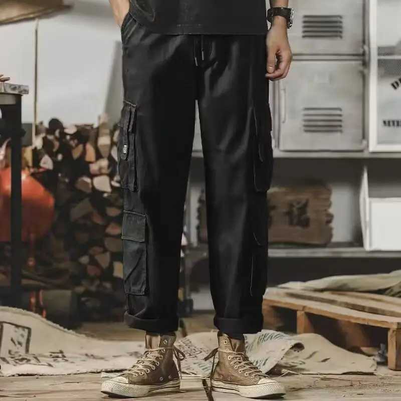 2023 New Spring and Autumn Fashion Handsome Trendy Mens Simple High Waist Straight Tube Casual Loose Oversized Workwear Pants y250716