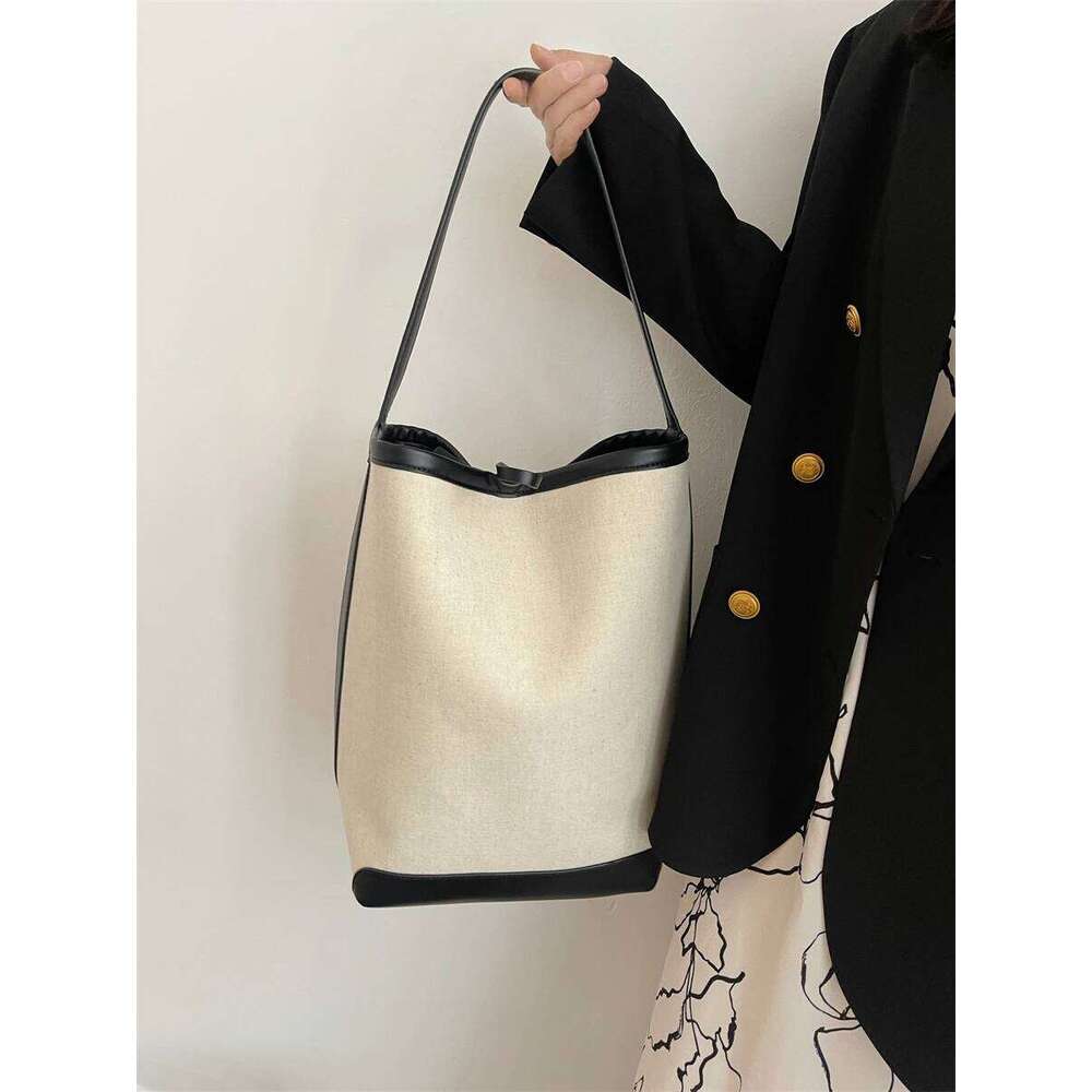 2025 New Canvas Buet Tote Women's Versatile Commuting Large Capaci Lazy Sle Op Bag Faionable Trendy