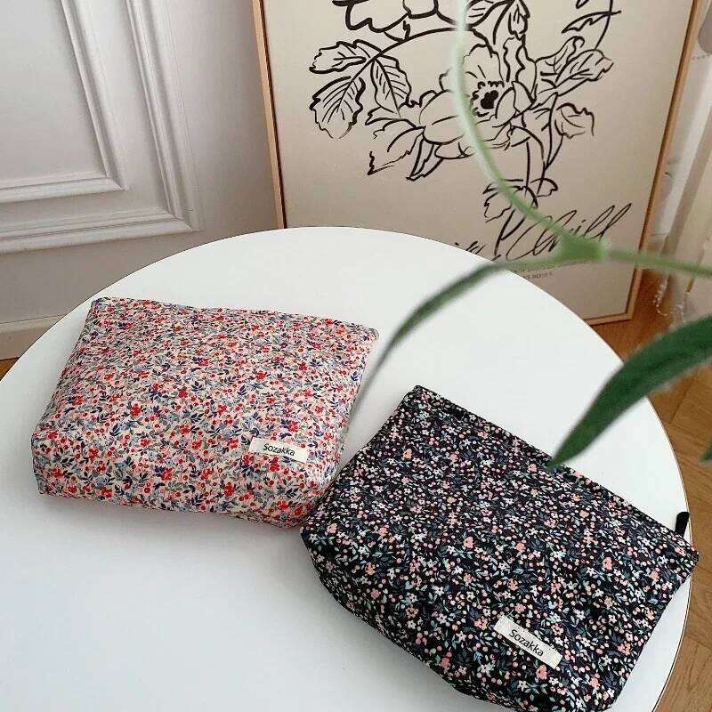 Large Capacity Women's Cosmetic Kit Toiletry Organizer Daily Clutch Bag Ins Fashion Retro Floral Makeup Pouch X250716