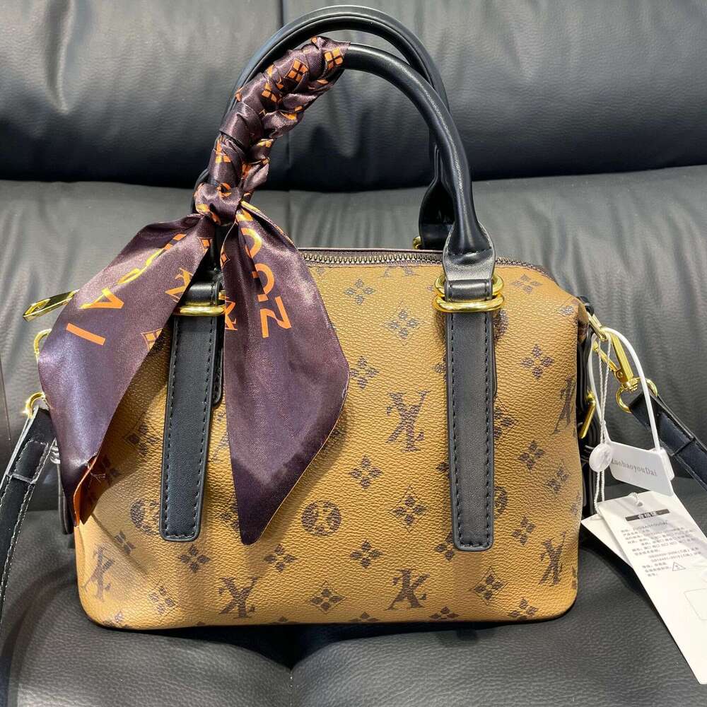 Boston Handheld Silk Scarf 2025 New Printed Bucket Shoulder Crossbody Bag for Women