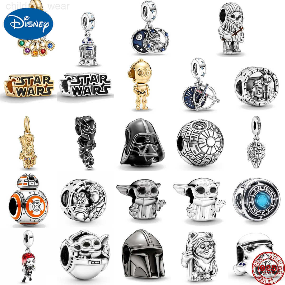 Disney 925 Silver Fit Original Bracelet Europe Cartoon Series Dangle Charm Beads Necklace Pendant DIY Women Jewelry Gift W20250716