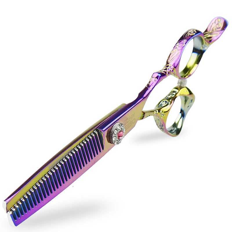 Japan Purple Barber Scissors Professional Haircut Scissors One Piece 6 Inch Iridescence Hairdresser Scissors W250716