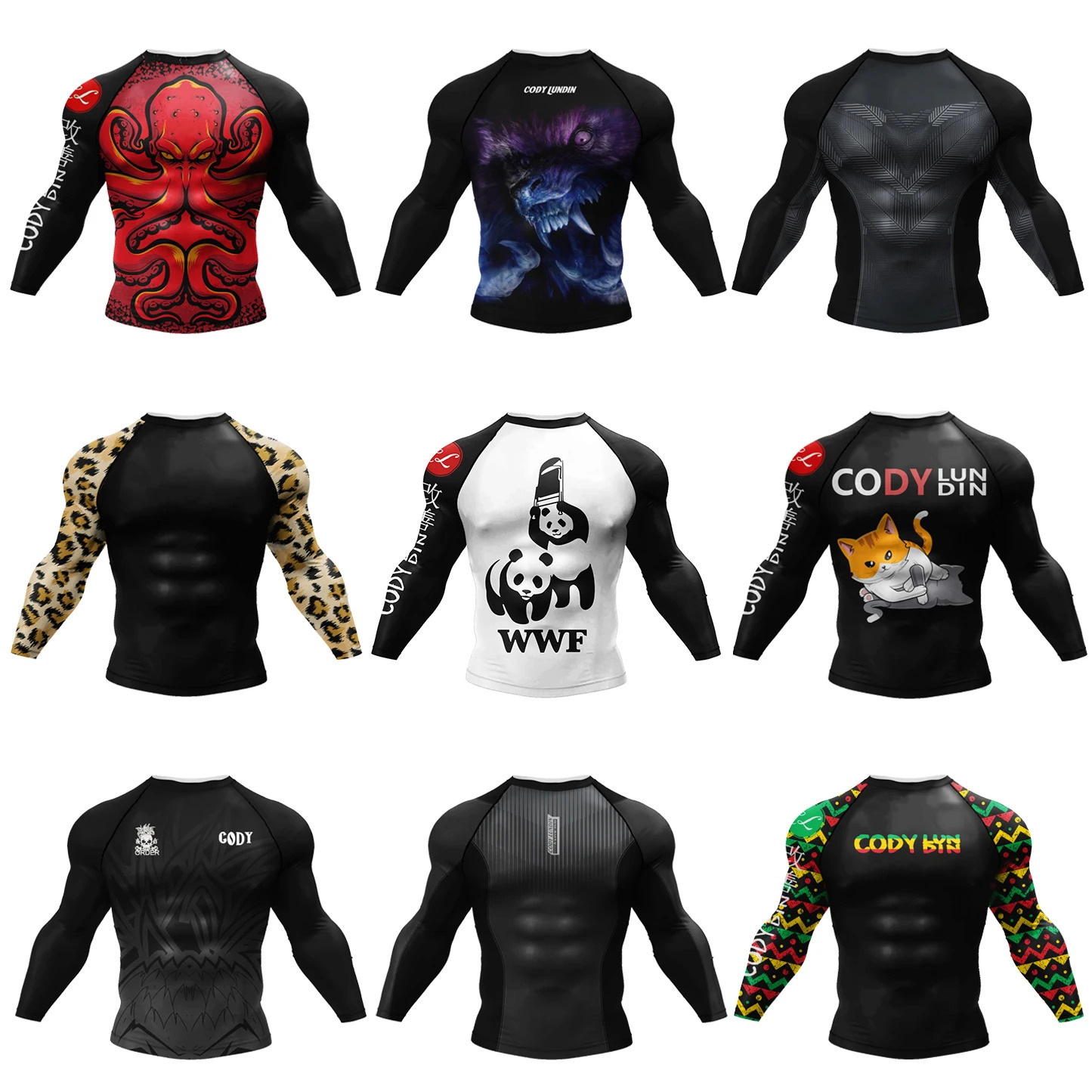 Cody Lundin Swimming Surfing Tshirt Tight Long Sleeve Compression Training Grappling Sportwear mma bjj Combat Rash Guard y250707