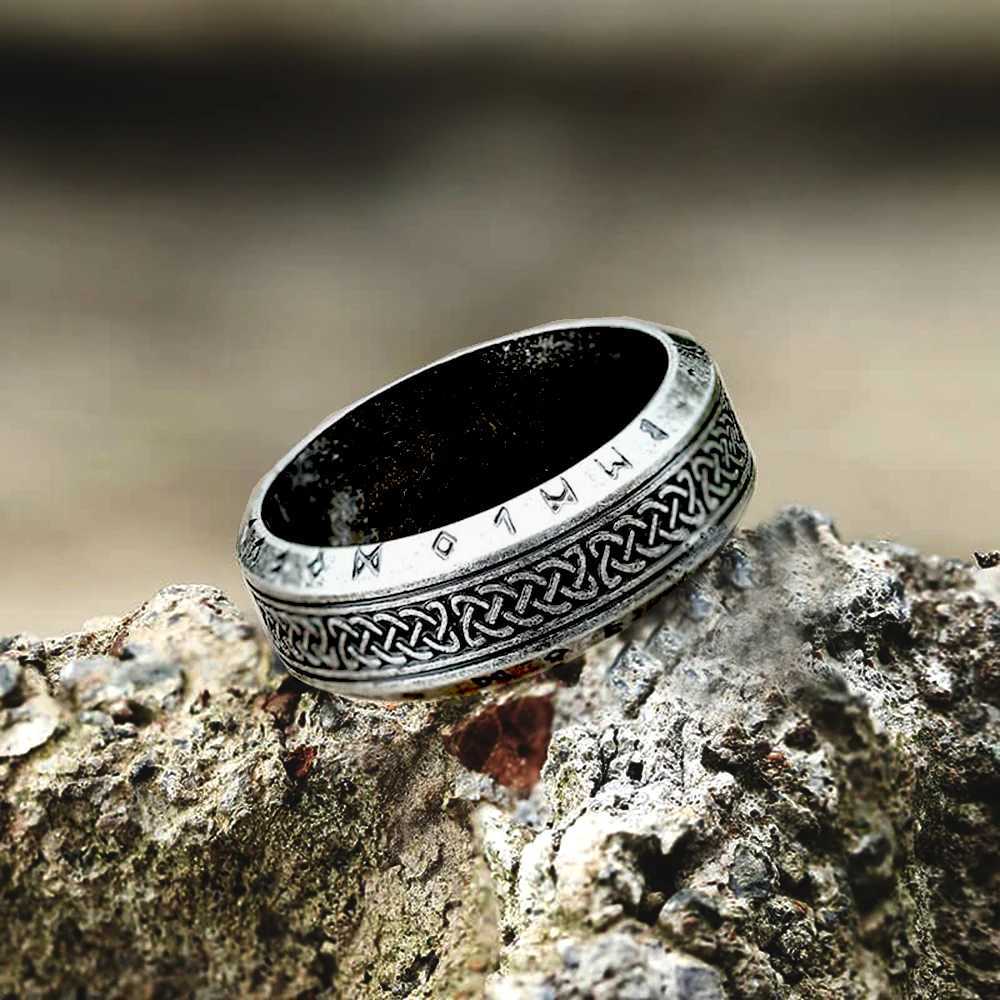 Vintage Odin Norse Viking Amulet Rune Rings For Men Cool Stainless Steel Celtic Knot Ring Wedding Jewelry Valentines Days Gifts S250716