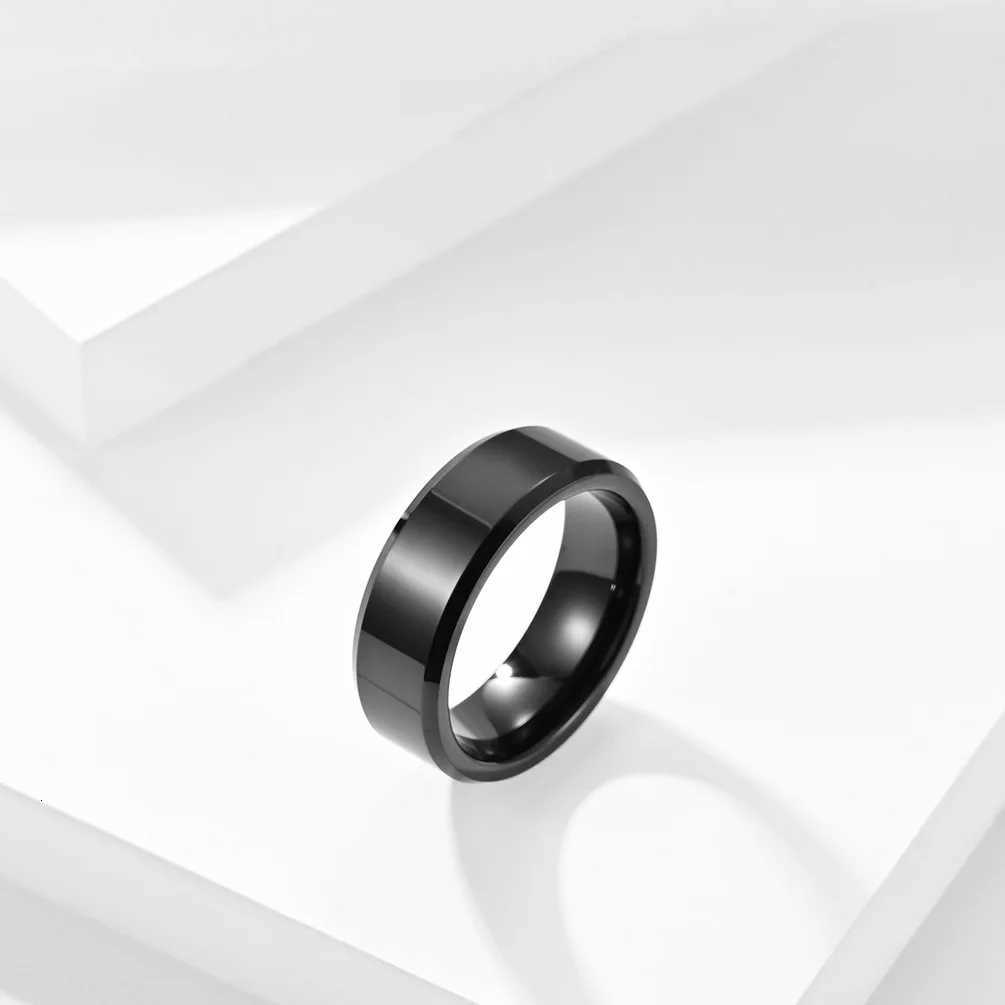 2021 Classic Beveled Smooth Men Rings Width 6mm Simple Stainless Steel Finger Rings For Men Jewelry Gifts Engraved Name S250716