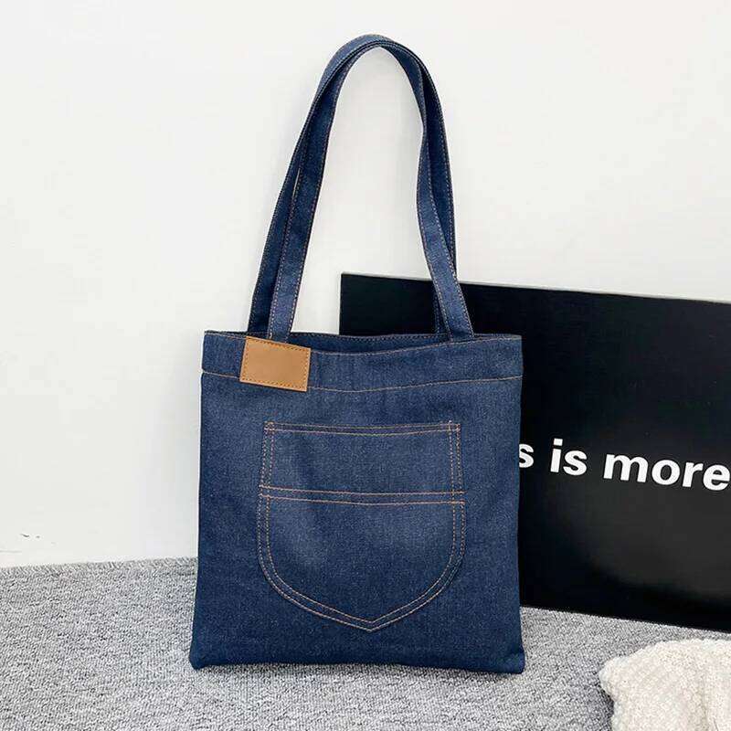 Large Capacity Denim Shoulder Bag Women, Casual Tote Bags For Travel/Commuting/Shopping, Ladies Canvas Handbags