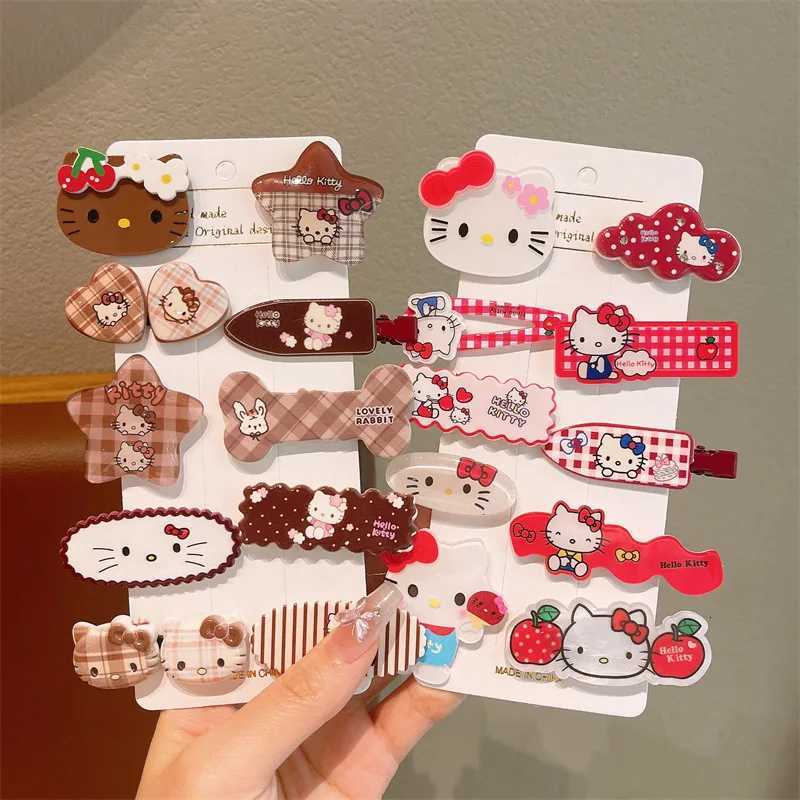 Sanrio 10pcs Childrens Hair Clips HelloKitty Cute Headwear for Girls and Children Forehead Hair Clips w250716