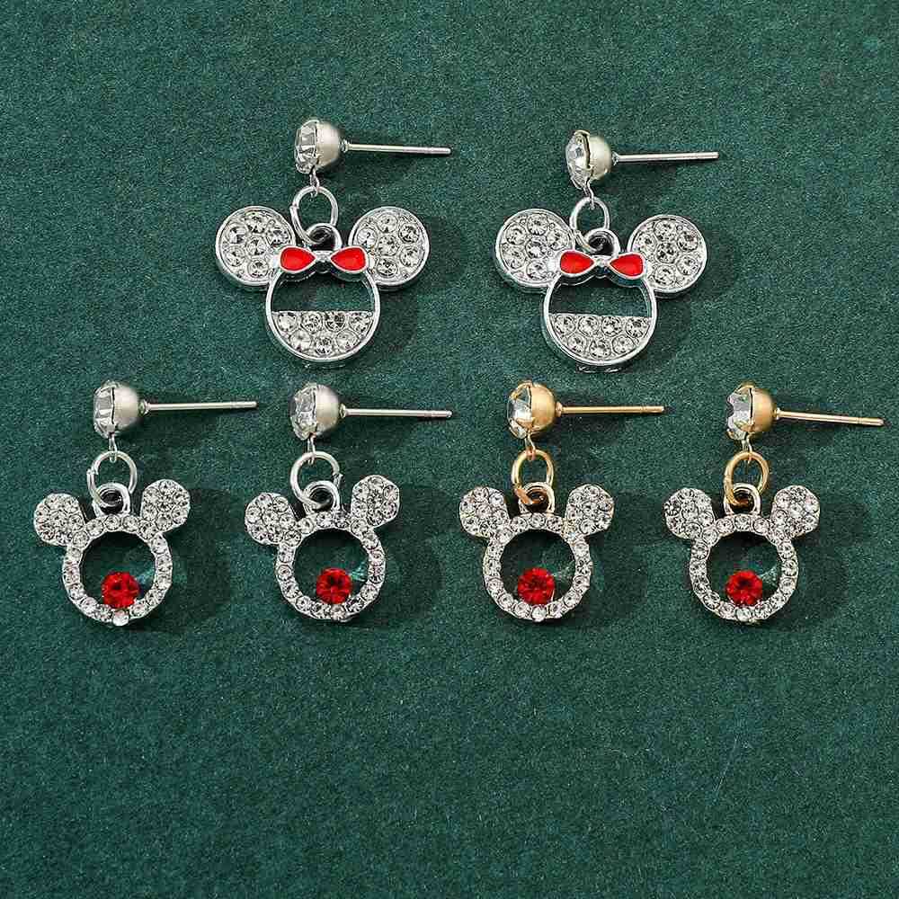 Disney 1 Pair Disney Mickey Mouse Luxury With Zircon Ear Studs Earrings for Women Ear Accessories Gifts W20250716