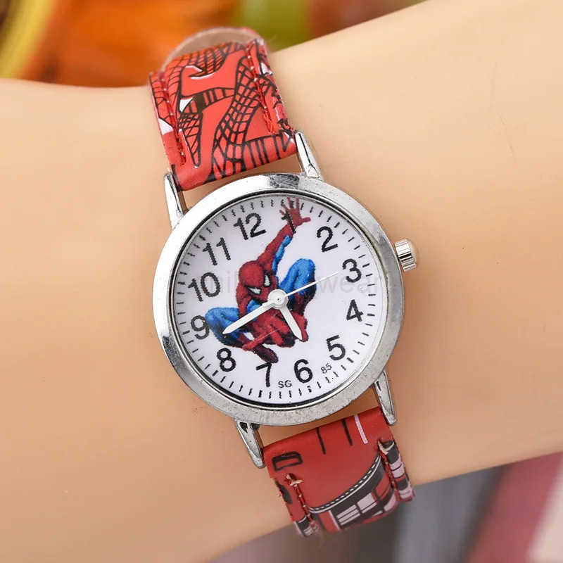 Disney Spiderman Watch Cute Cartoon Watch Kids Watches Boys Christmas Gift Leather Quartz Watch W20250716