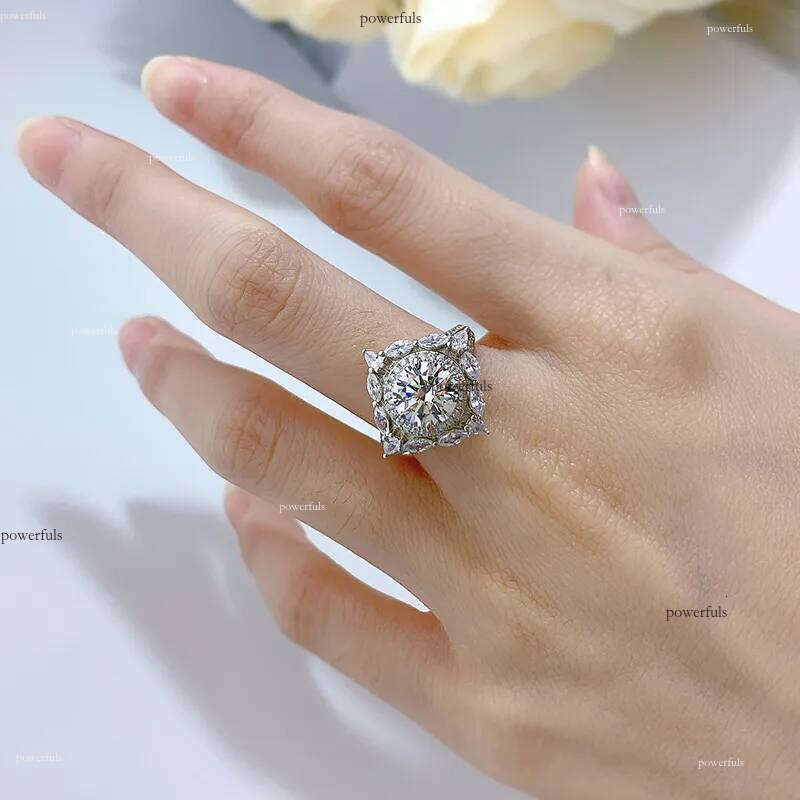 2024 Handmade Gorgeous SParkling Wedding Rings Jewelry Real 100% Sterling Sier Round Cut White Moissanite Dia Gemstones Party Women Ring Gift
