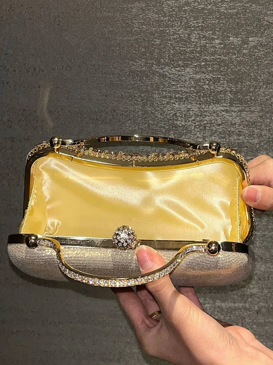 Dia Evening Clutch Bag Golden Tassel Handbag Boutique Novelty Metallic Rhinestone Purses And Handbags Bridal Wedding Party