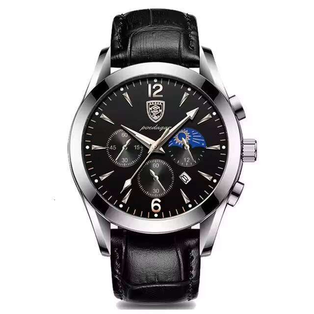 DHgargets Men's Waterproof Leather Watch - 50M Luminous Quartz Wristwatch with Date & Small Seconds, Student Casual (Model 829)