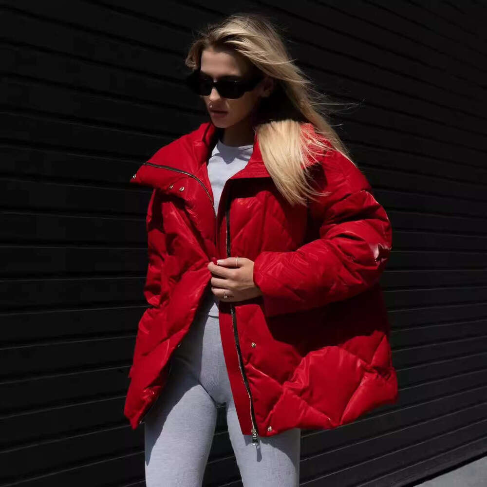 Autumn Winter New Loose Cotton With Matte And Glossy Turn-Down Collar Casual Jacket B5