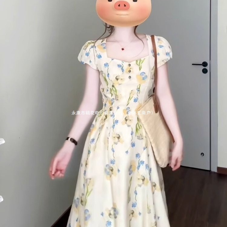 2025 New Early Summer Outfit Floral Dress Super Beautiful Unique Dopamine Plus Size Waist-Cinching for Women