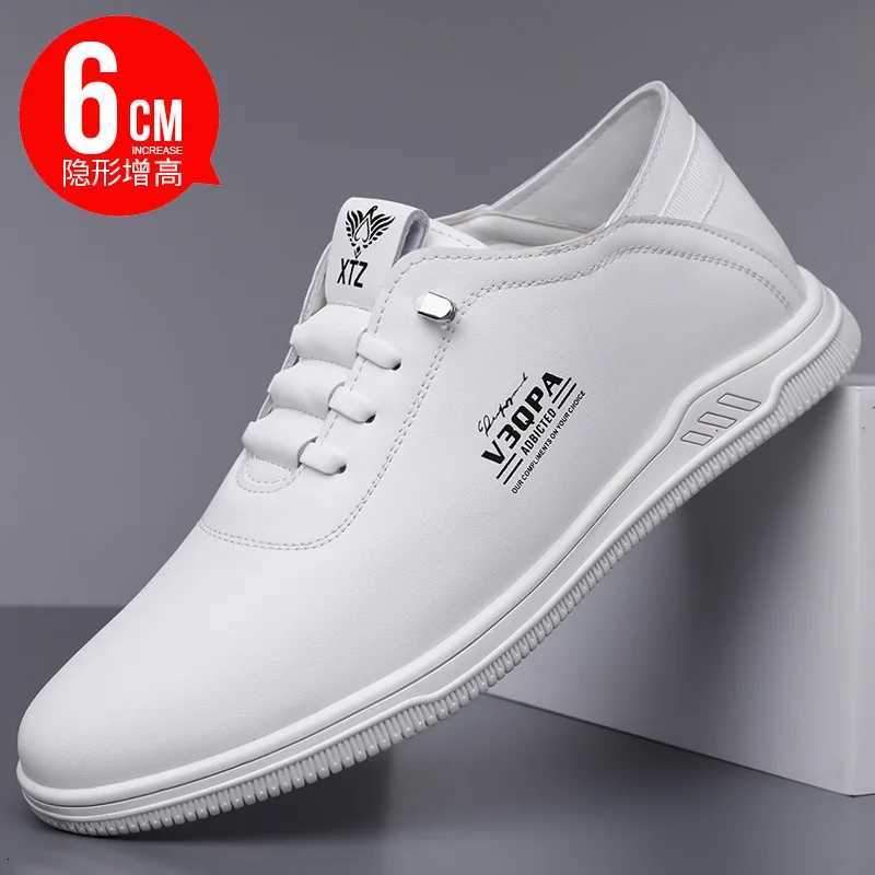 2025 New Designer Increase Shoes for Men Solid Color Fashion Casual Leather Shoes Male Lace Spring Autumn Loafers Man W250716