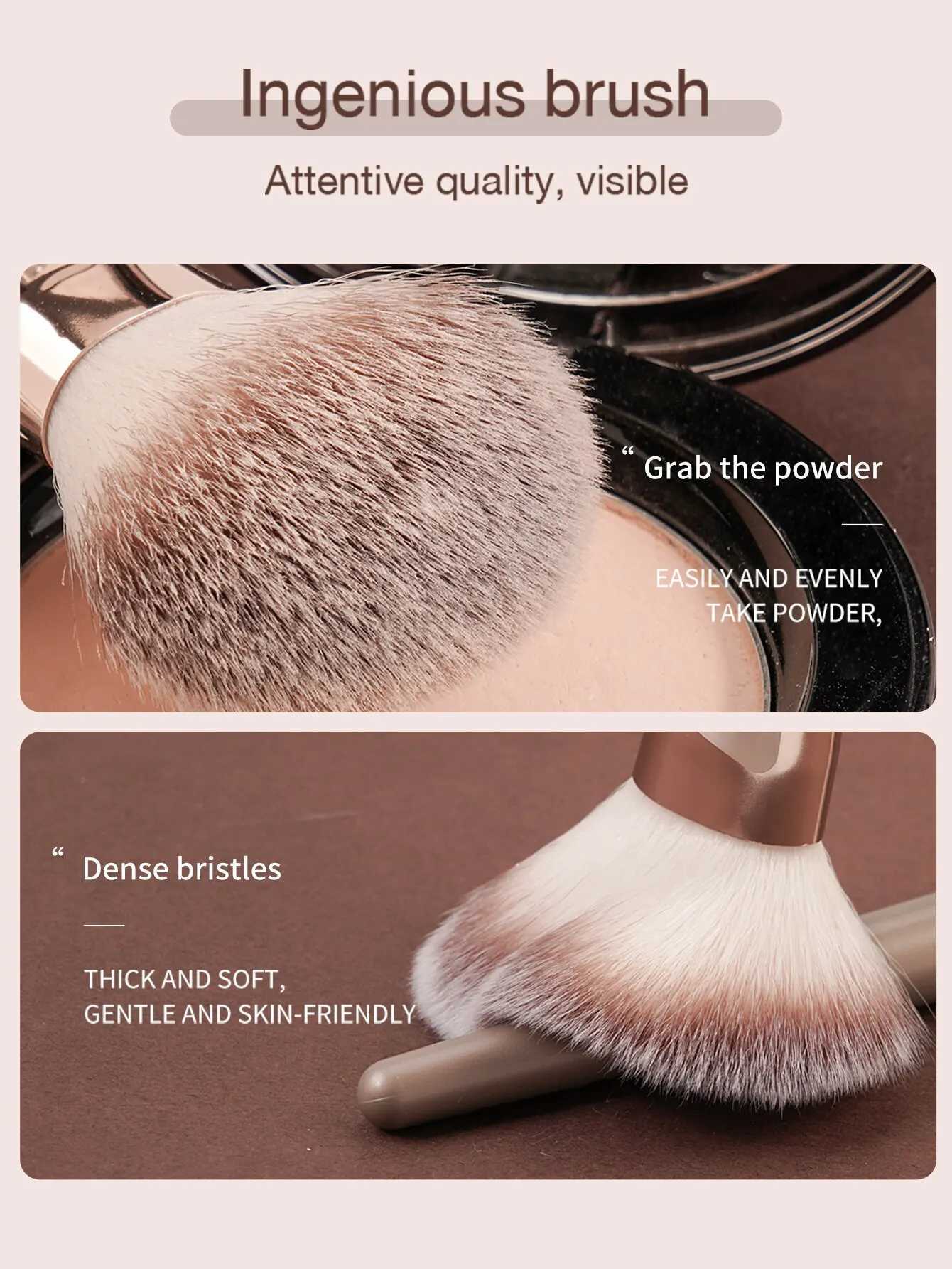 3-Piece Foundation Makeup Brush Set Professional Concealer Blush Bronzer Brush Kits Beauty Tools Women Fluffy Soft Bristle XJ2500716