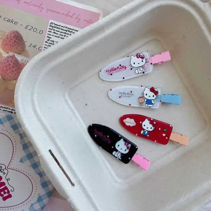 Sanrio 4pcs Japanese Cartoon Polka Dot HelloKitty Hair Clip Girl Versatile Hair Accessory w250716