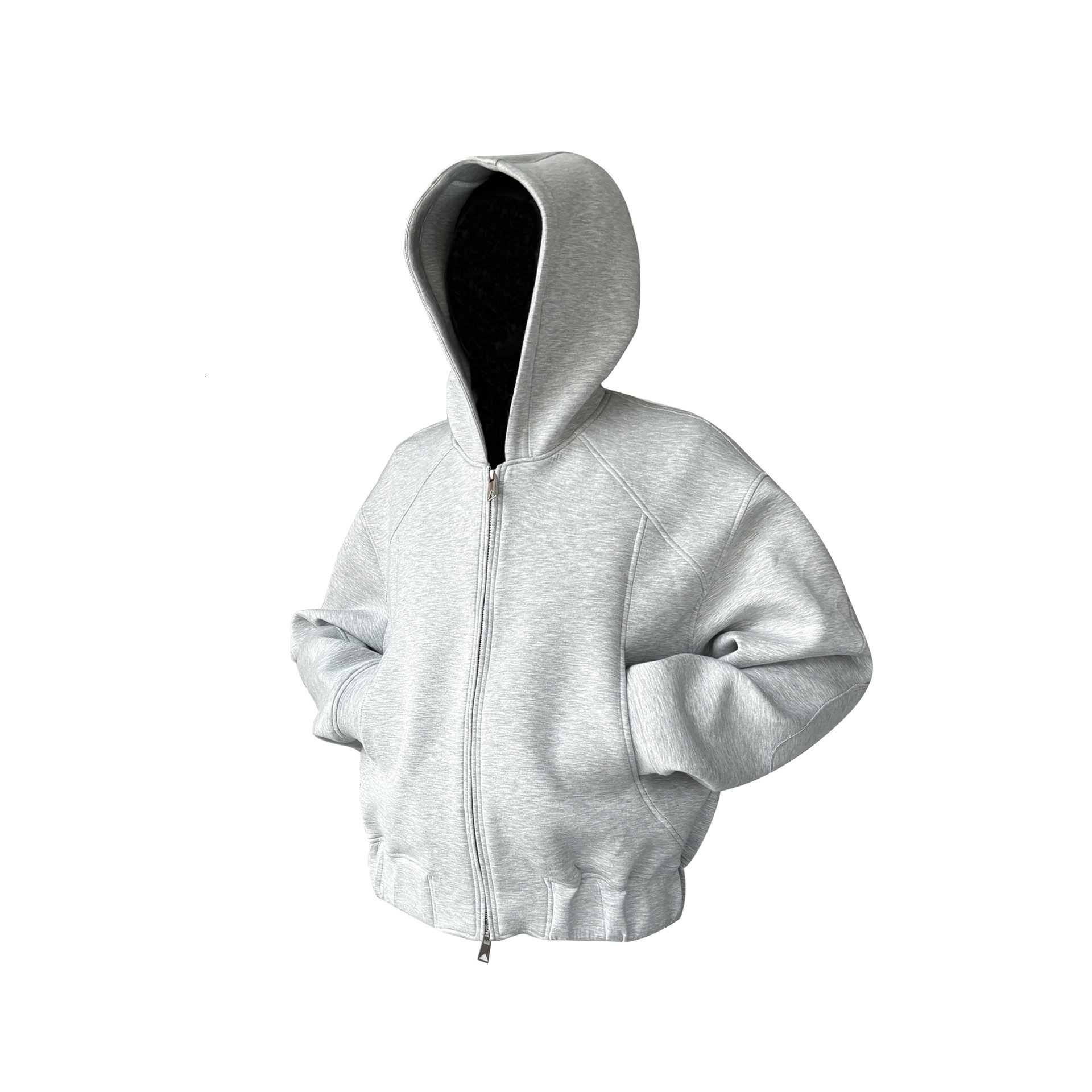 2024 New Trendy Brand Split Space Cotton Boxy Short Wide Hooded Oversized Cut Sweatshirt Jacket for Men